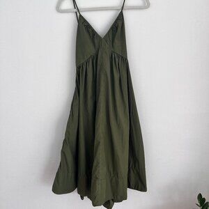 CLOSED V-Neck Midi Khaki Green Dress